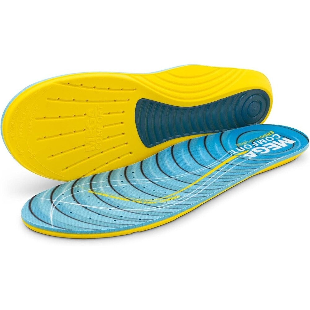 MEGAComfort  Memory Foam Comfort Insole LARGE Blue Arch Support Shoe Inserts